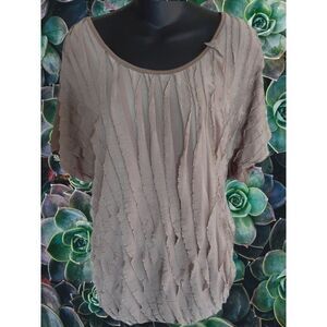 SALE 🤑 3XL Brown Flutter Front Blouse by Andrea